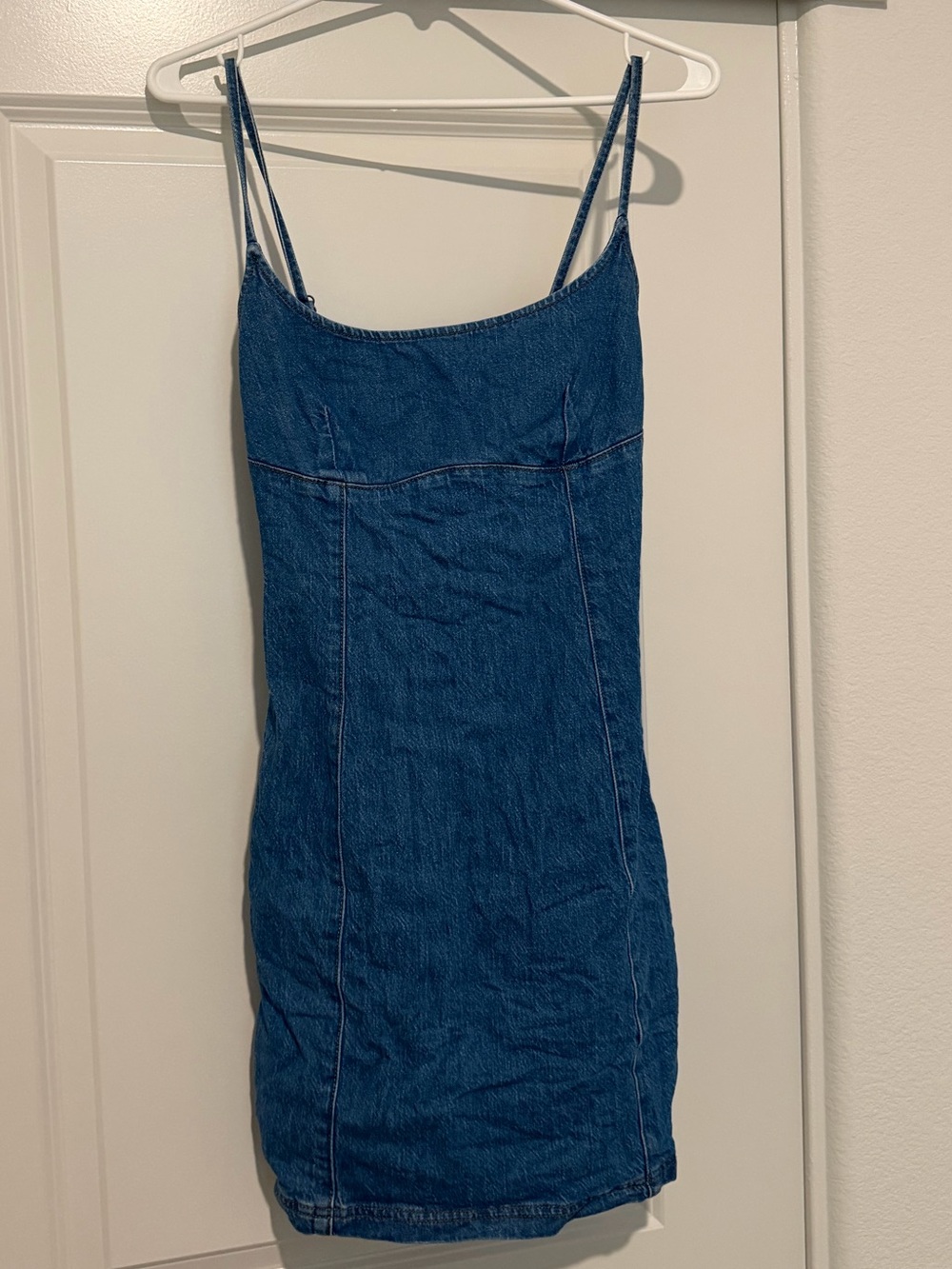 ASOS Design Tall Blue Denim Spaghetti-Strap Dress